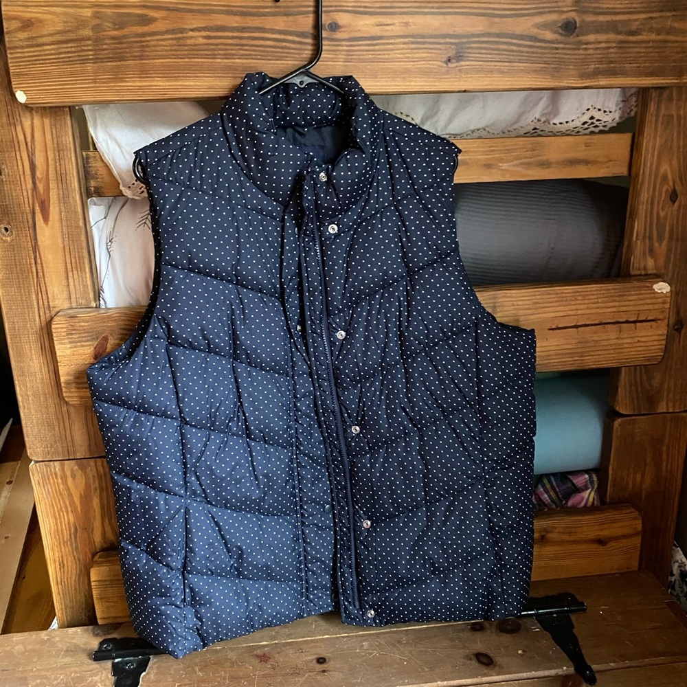 Navy blue polka dotted vest